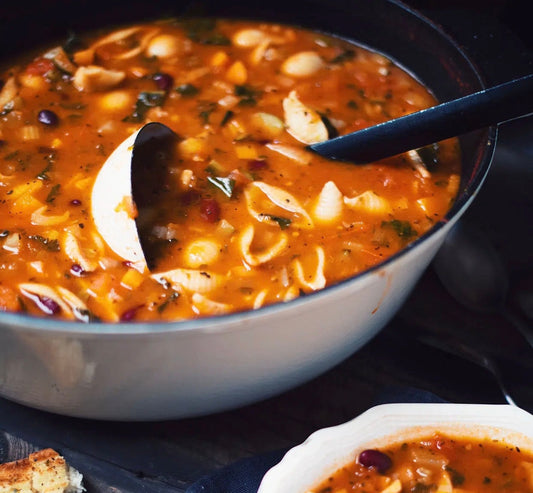 Soupe minestrone aux légumes & fromage en grains